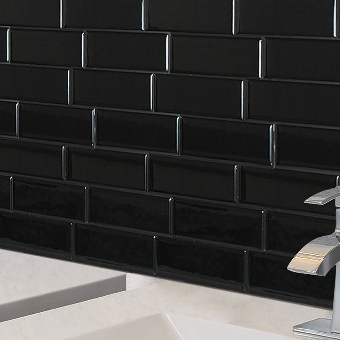 Smart Tiles Mosaik Metro Nero 11.56" x 8.38" Peel & Stick Subway Tile